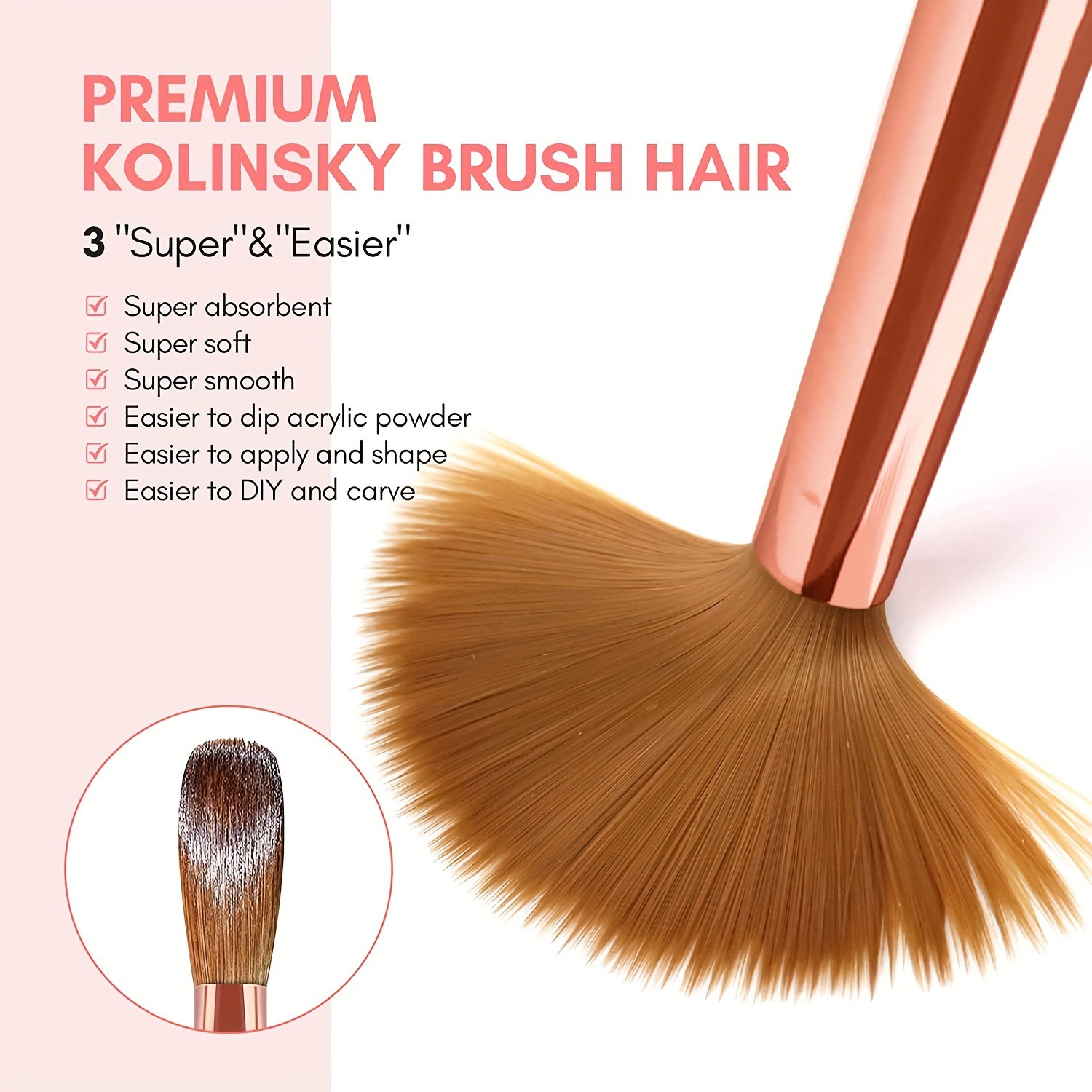3pcs Kolinsky Acrylic Nail Bru – Chisel Set Wood recenzja i cena